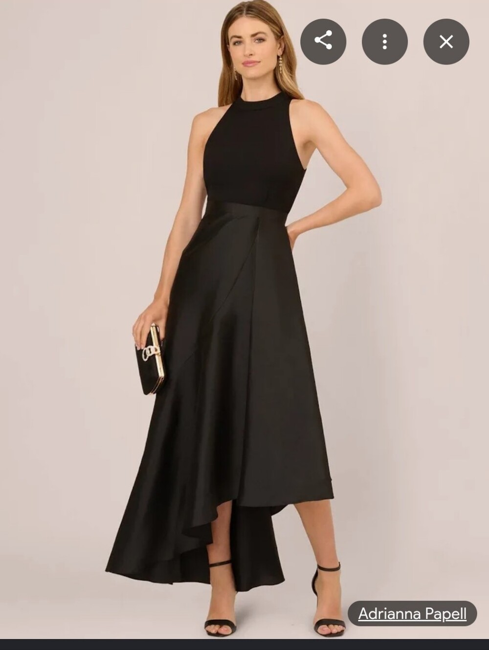 Adrianna Papell Womens Halter Neck Sleeveless Crepe Taffeta Maxi Dress